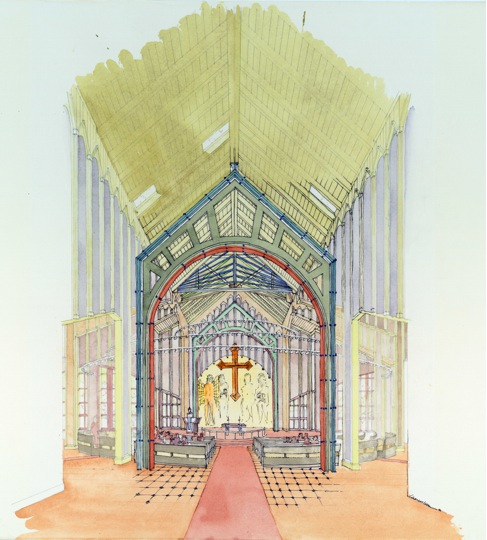 rendering of Saint Matthews Church, Los Angeles, CA.
